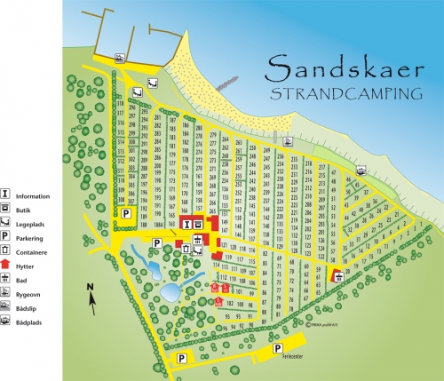 Pladsplan for Sandskaer Strandcamping